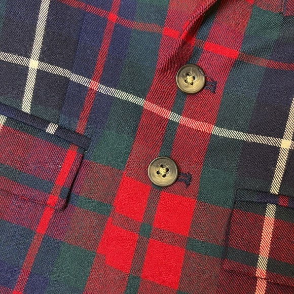 Janie and Jack Boys plaid blazer, 12-18 mo., 100% wool, like new, holiday plaid - Picture 3 of 6